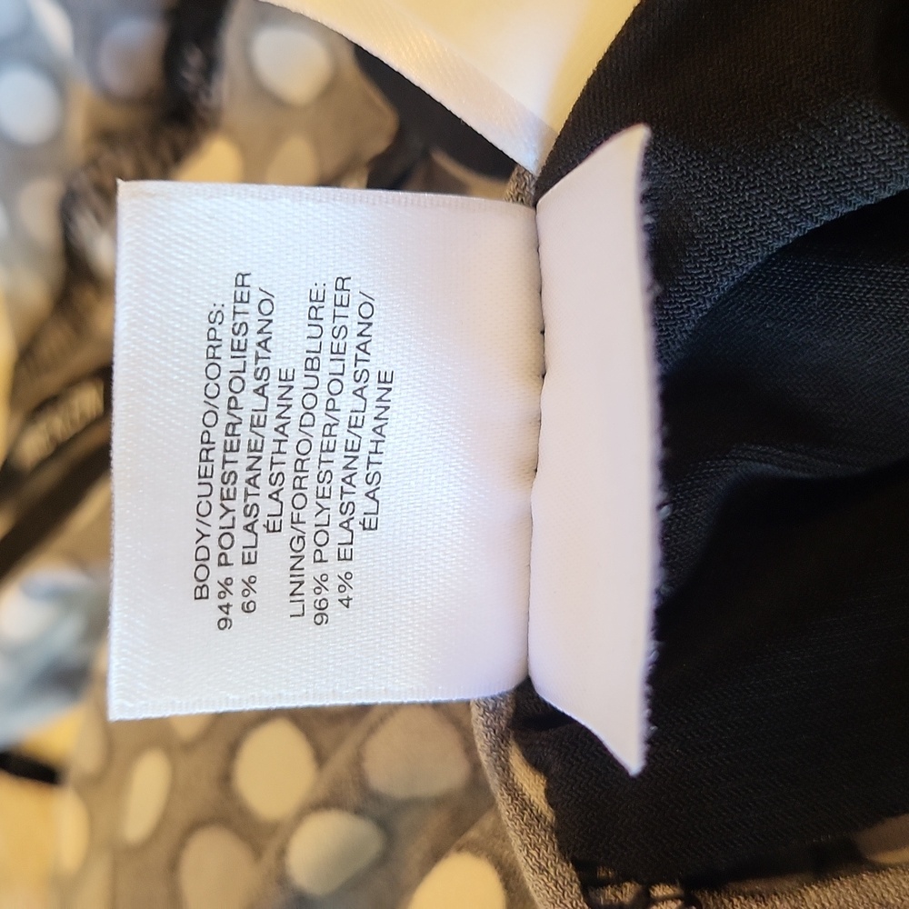 Anne Klein Navy and White Polka Dot Long Sleeve Wrap Dress - Picture 12 of 14
